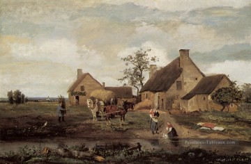 Une ferme dans la Nièvre plein air romantisme Jean Baptiste Camille Corot Peinture à l'huile